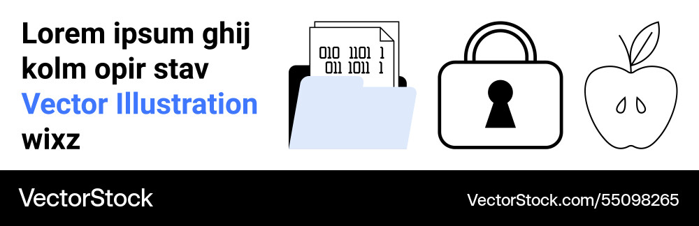 Stylized elements including folder with binary Stylized elements including folder with binary vector image