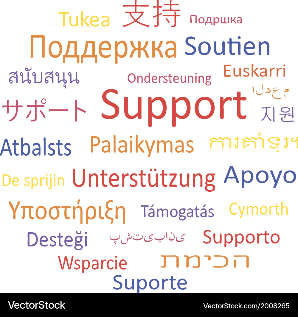 Support in different languages vector image