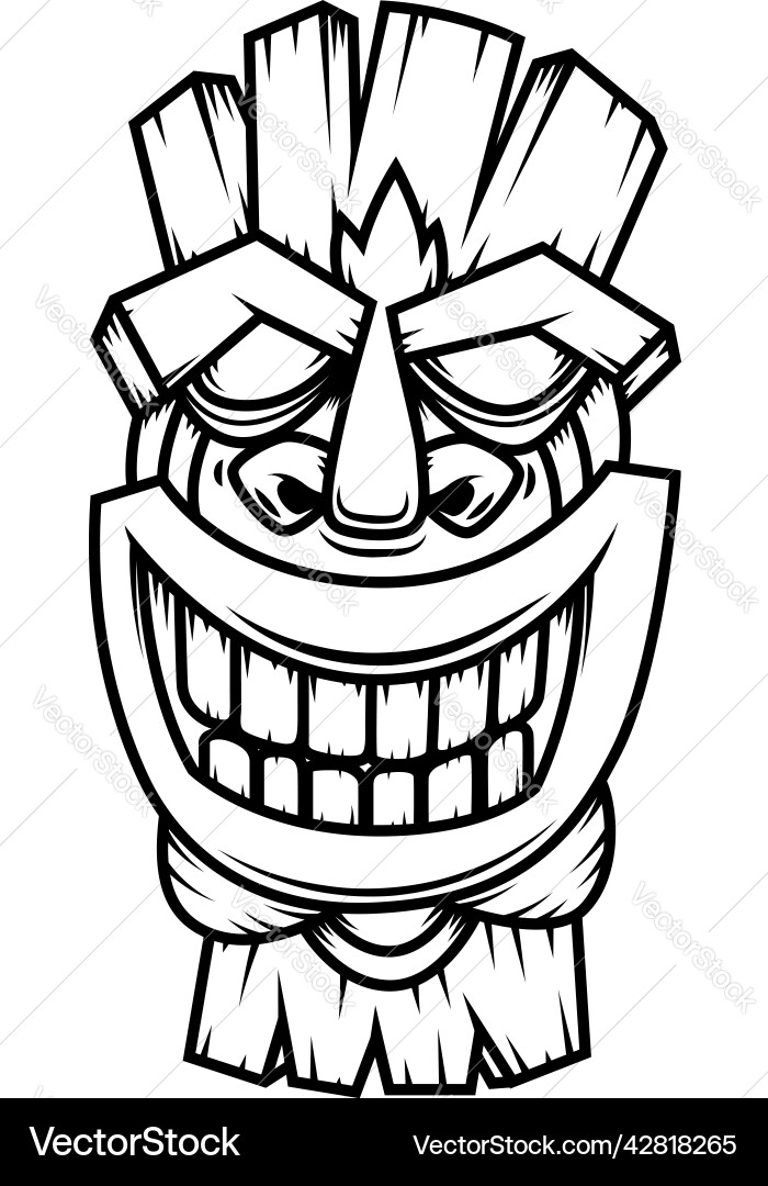 Tiki statue in monochrome style design element vector image