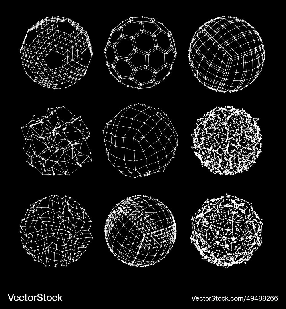 3d sphere mesh grid ball or in of line 3d sphere mesh grid ball or in of line vector image