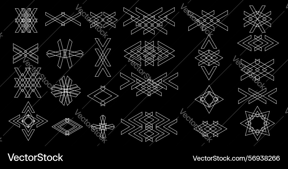 Collection of abstract geometric line art patterns vector image