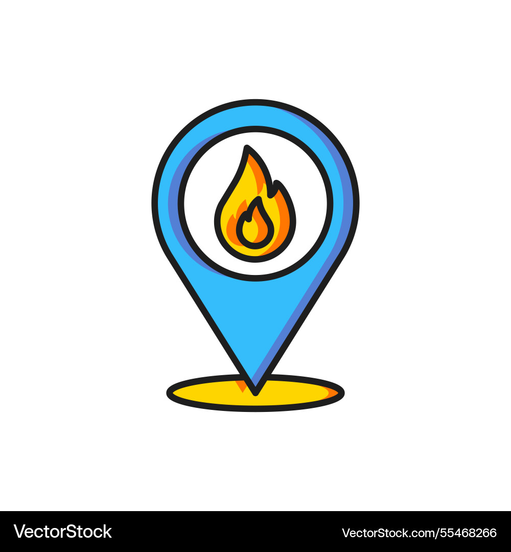 Color map pointer with fire flame icon isolated Color map pointer with fire flame icon isolated vector image