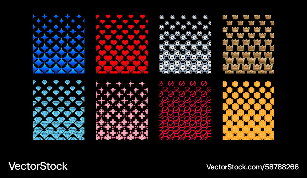 Colorful seamless pattern set with various icons Colorful seamless pattern set with various icons Vector Image