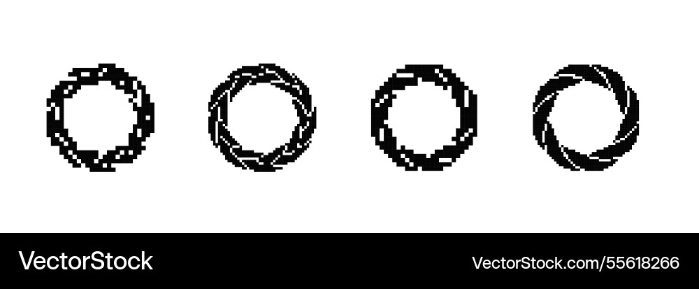 Four pixel art circles with unique patterns vector image