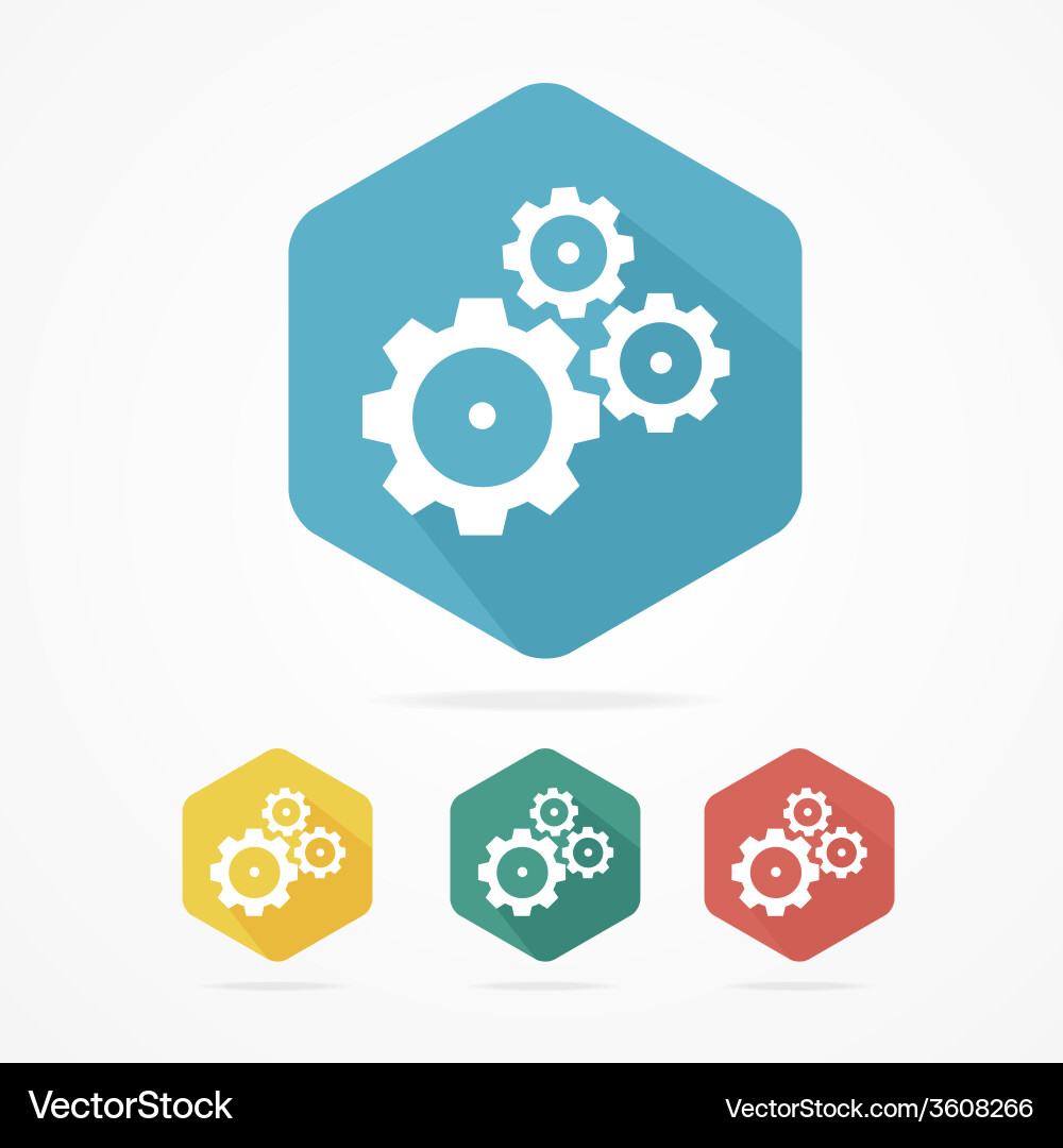 Gear Icon Set - Flat Style vector image