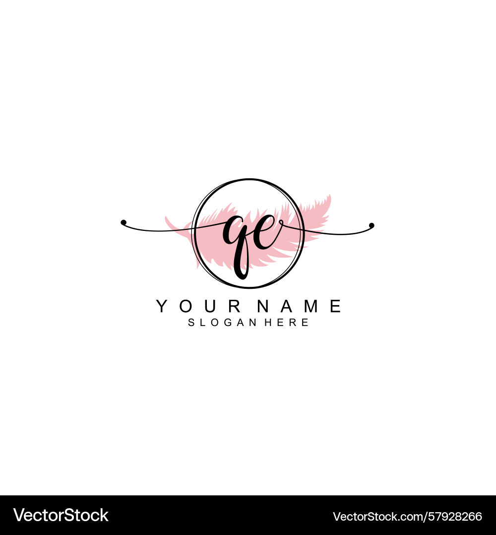 Handwriting logo concepts with initial qe Vector Image