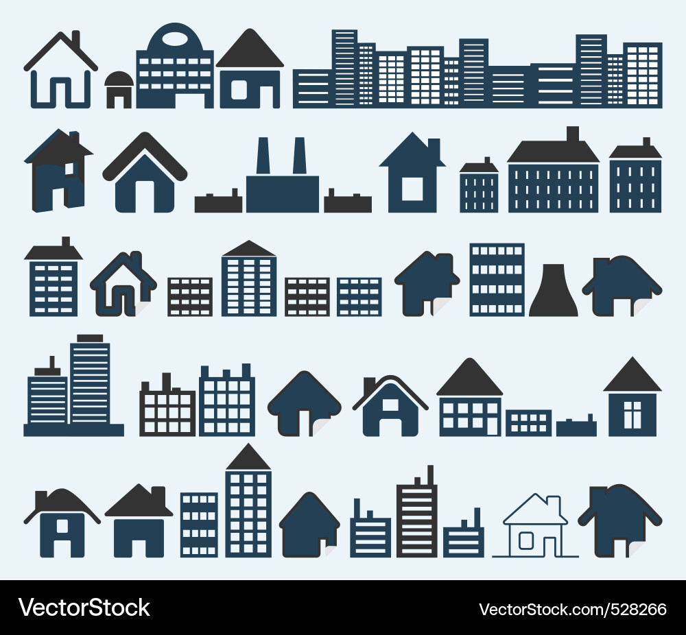 House Icon Set Vector Image