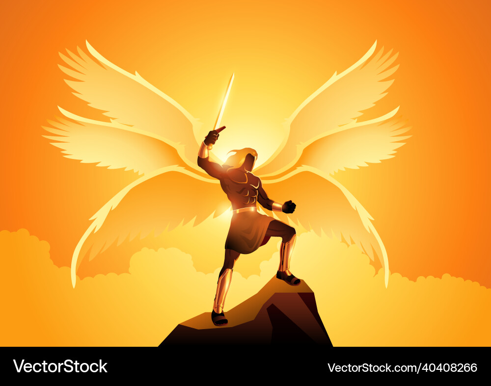 Michael the archangel with six wings holding Michael the archangel with six wings holding vector image