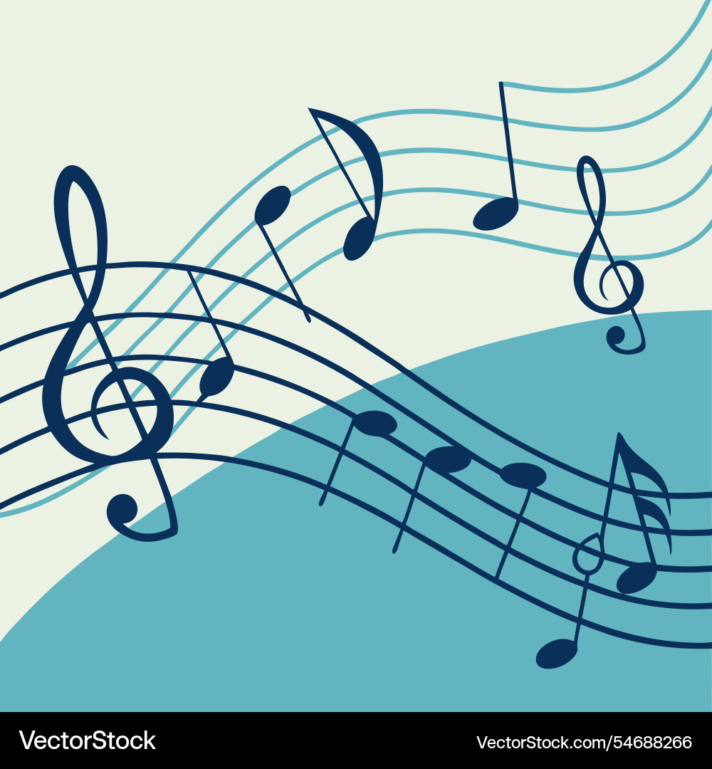 Music notes on a soft gradient background harmony vector image