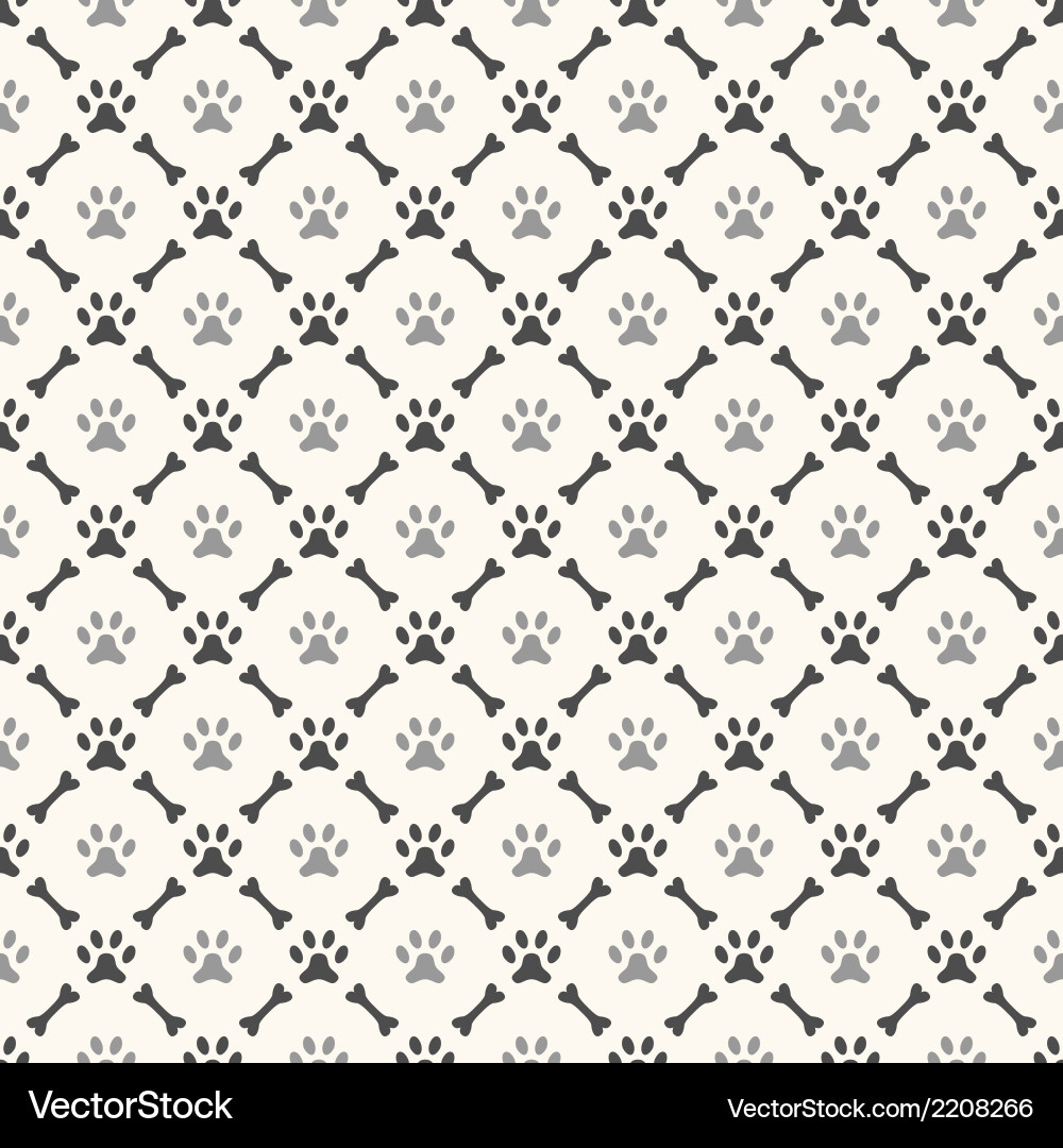 Paw Print and Bone Seamless Pattern vector image