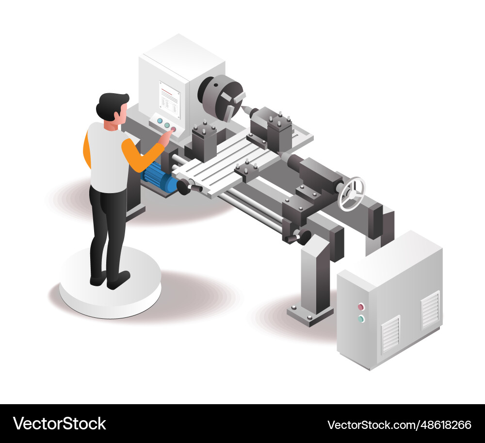 Professional automatic cnc lathe machine operator Professional automatic cnc lathe machine operator vector image