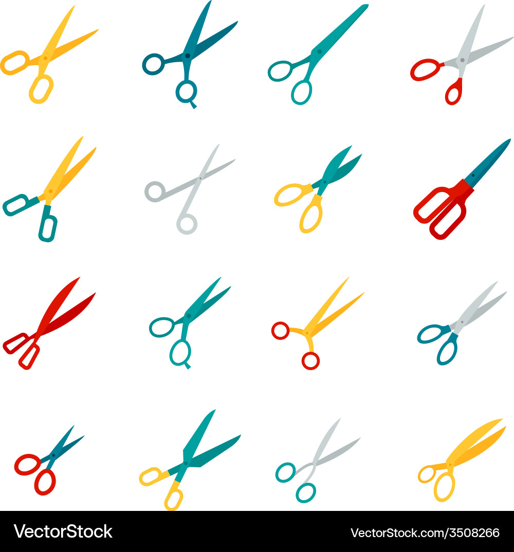 Scissors icons flat Vector Image