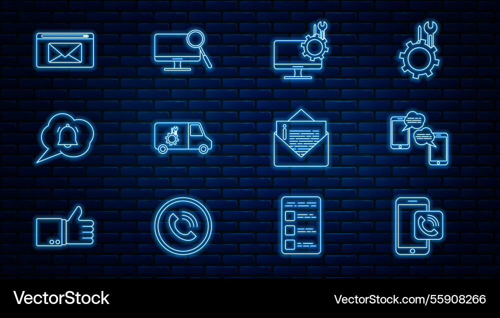 Set line mobile phone call chat messages Vector Image