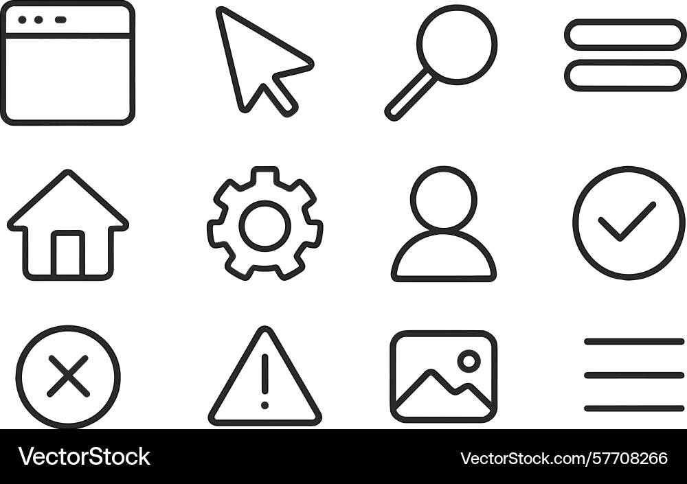 Set of minimalistic icons representing Set of minimalistic icons representing vector image