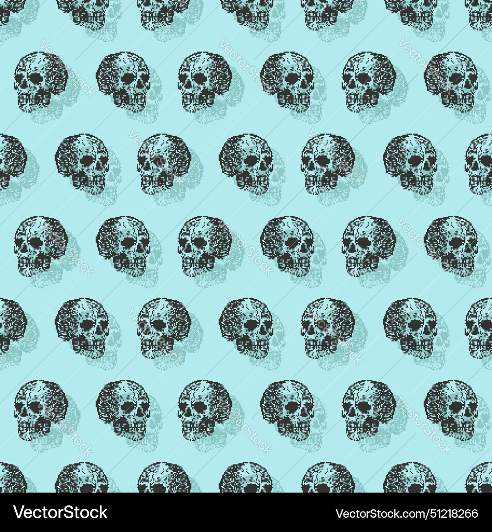Skull pixel art pattern seamless pixelated Skull pixel art pattern seamless pixelated vector image