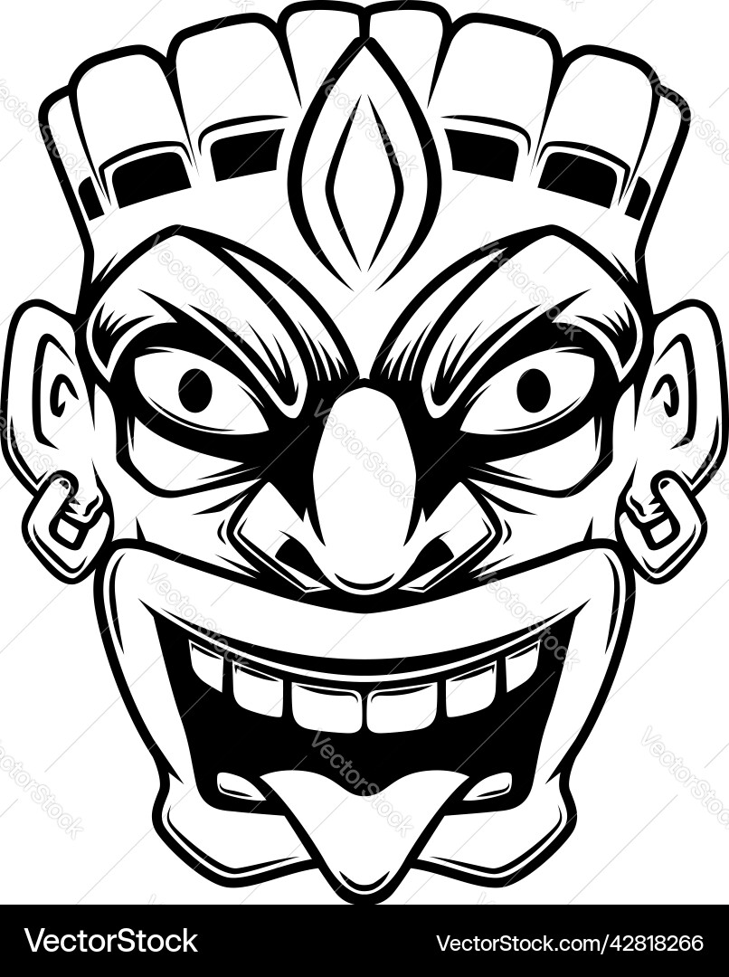 Tiki statue in monochrome style design element Tiki statue in monochrome style design element vector image