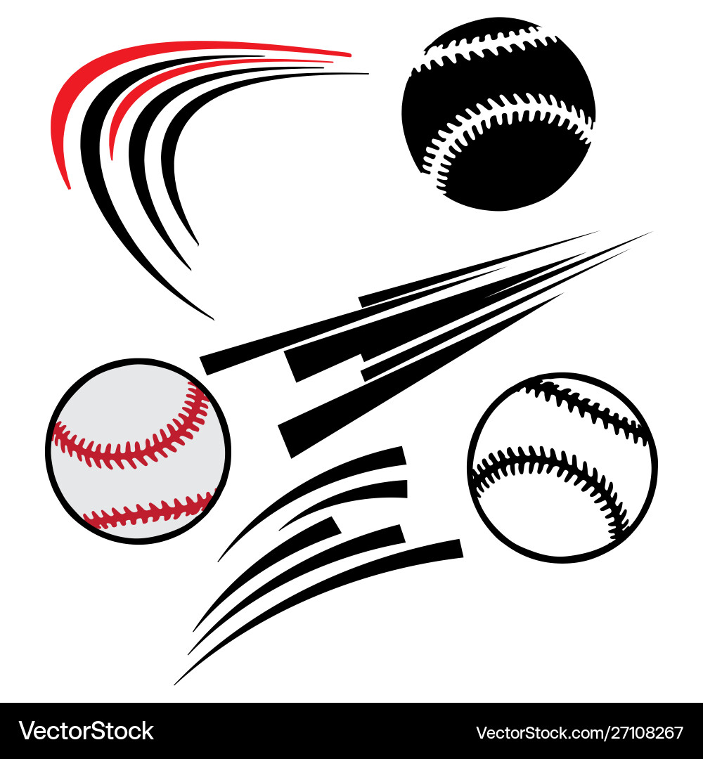 Baseball ball shooting with motion line Baseball ball shooting with motion line vector image