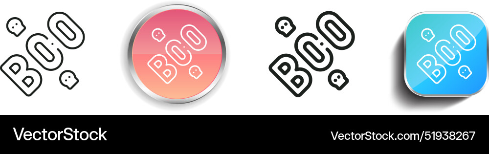Boo icon thin linear regular and button style vector image
