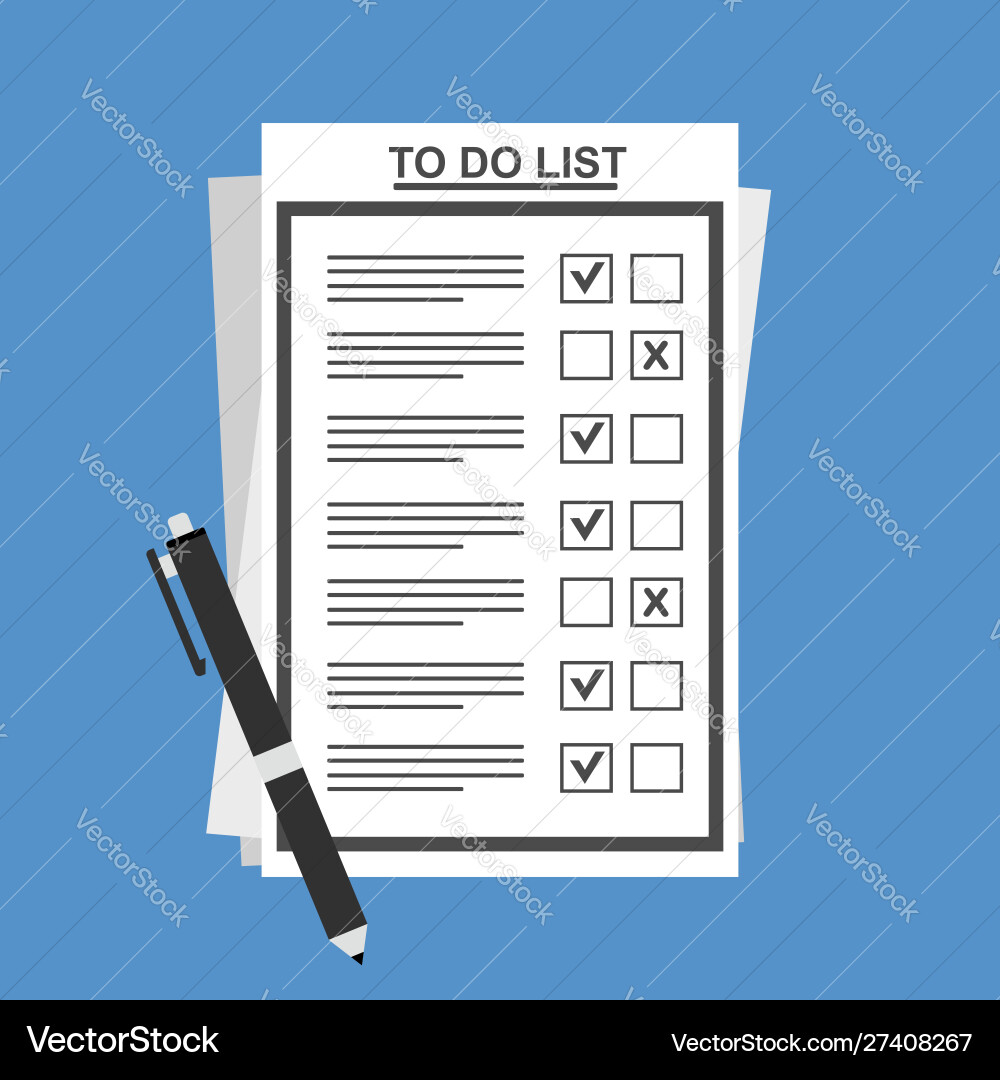 Checklist on to do list form with man signing Checklist on to do list form with man signing vector image
