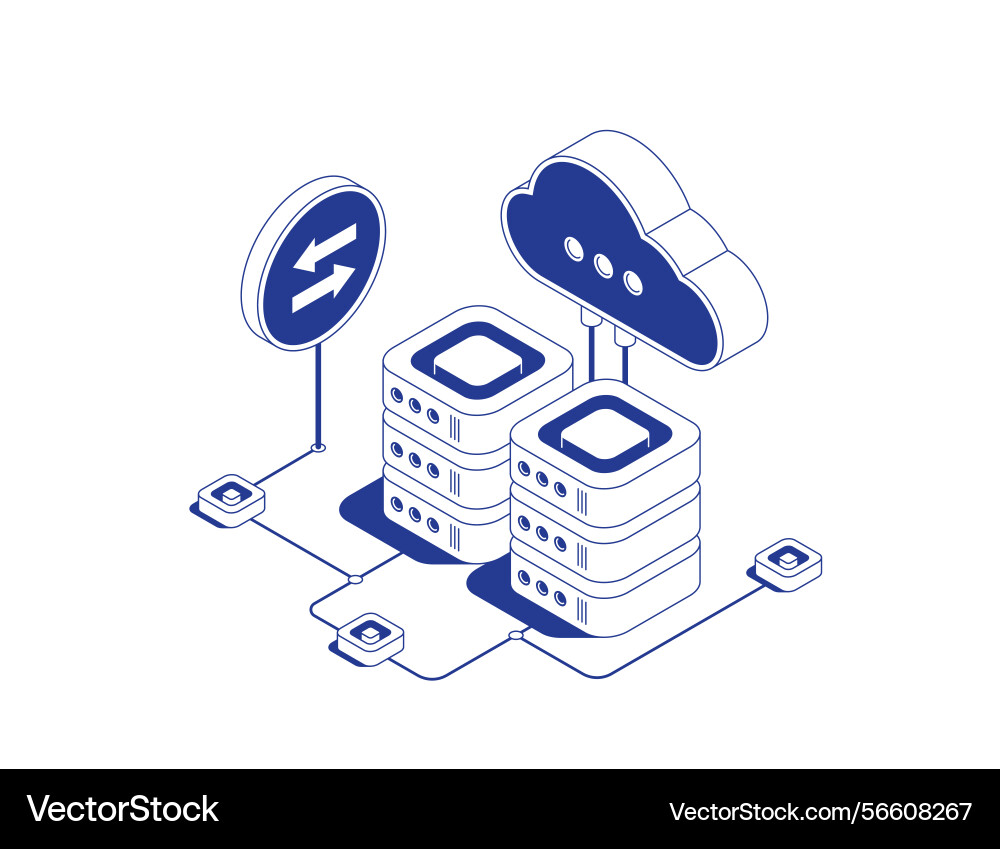 Cloud computing data center with server racks Cloud computing data center with server racks vector image