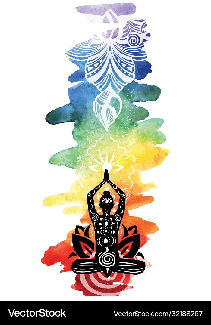 Colorful Yoga & Chakra Background Vector Image