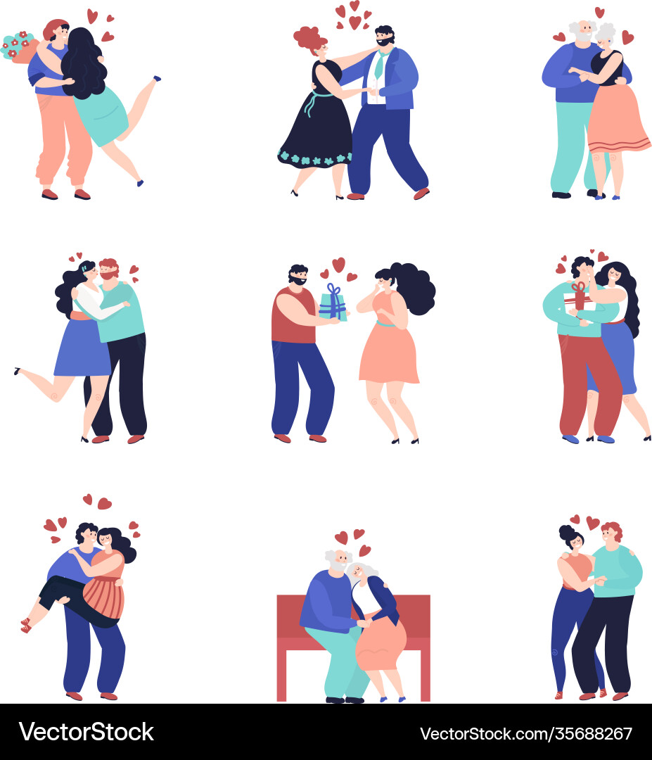 Dating characters adult happy couple people Dating characters adult happy couple people vector image