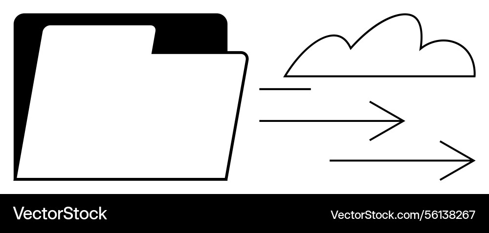 Digital file transfer represented by folder Digital file transfer represented by folder vector image