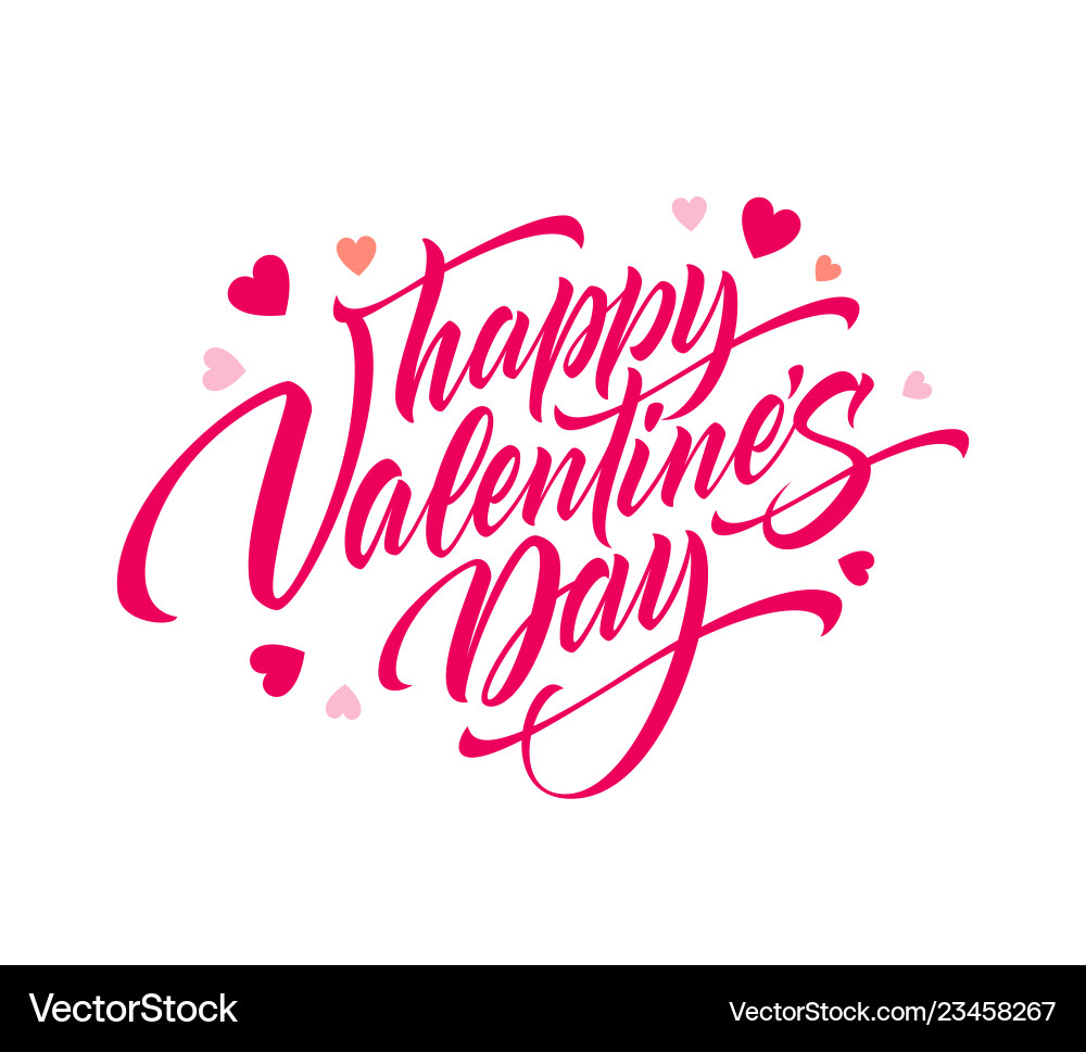 Lettering happy valentines day greeting card Lettering happy valentines day greeting card vector image