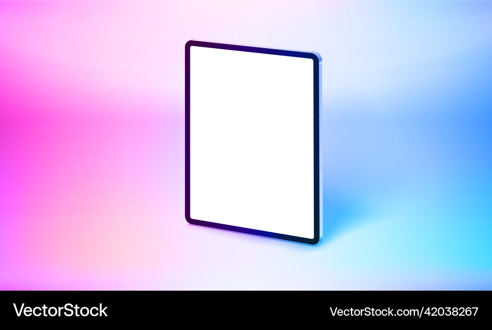 Modern tablet computer with blank screen 3d mockup vector image