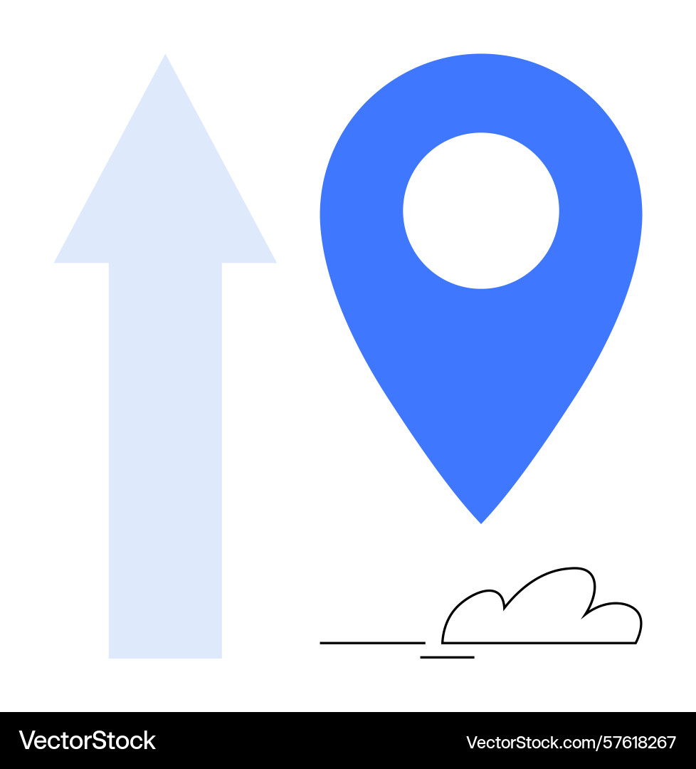 Navigation arrow and location pin with cloud Navigation arrow and location pin with cloud vector image