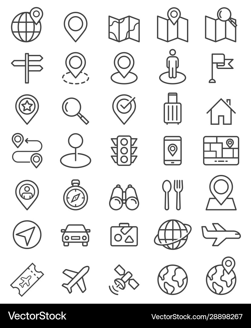 Navigator Pointer Line Icons vector image