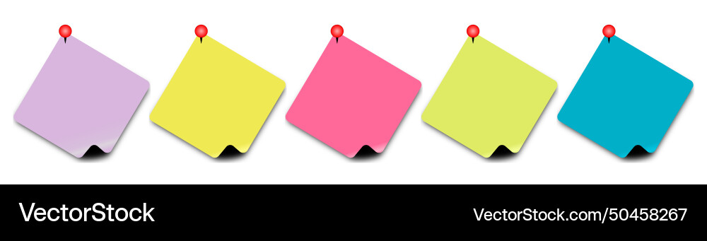 Post it sticky notes set with shadow in multi vector image