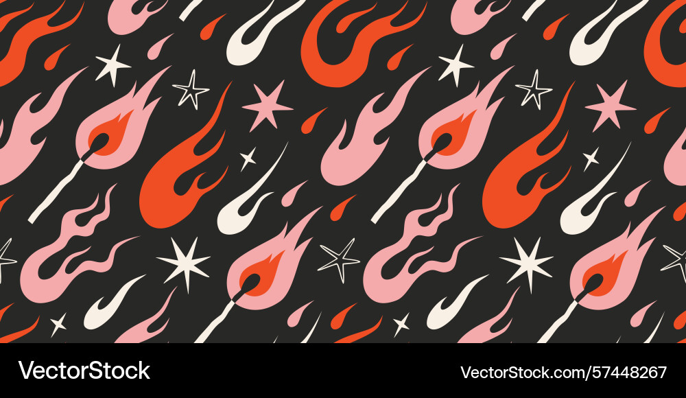 Seamless pattern with dynamic flaming match Seamless pattern with dynamic flaming match Vector Image