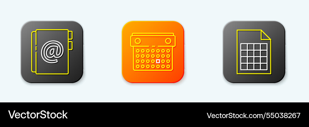 Set line address book calendar and file document Set line address book calendar and file document vector image