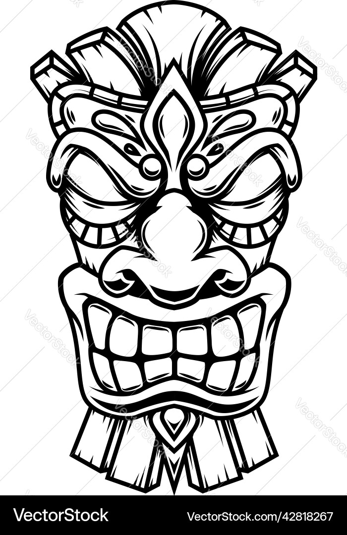 Tiki statue in monochrome style design element Vector Image