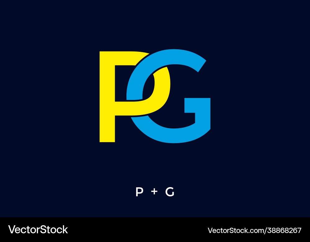 Yellow and blue color pg initial letter Yellow and blue color pg initial letter vector image