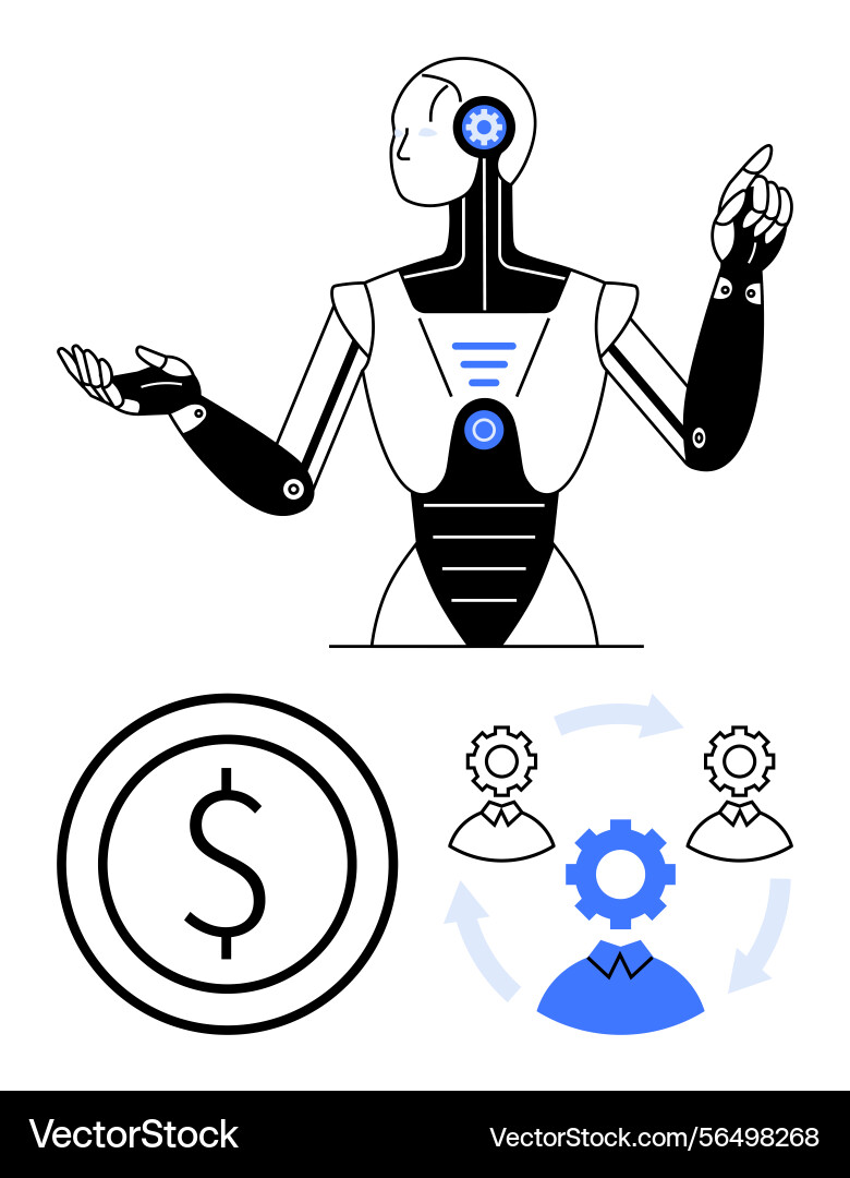 Ai robot explaining automation concept Ai robot explaining automation concept vector image