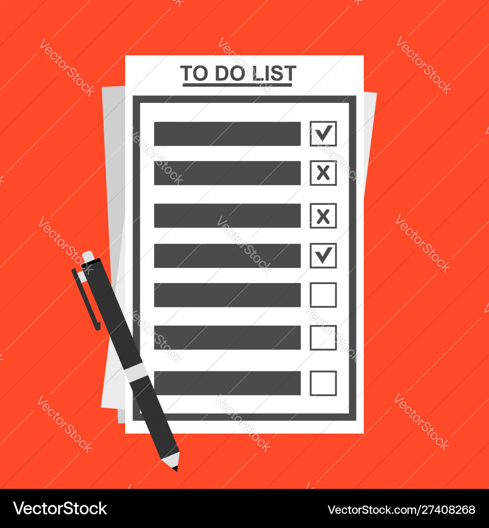 Checklist on to do list form with man signing Checklist on to do list form with man signing vector image
