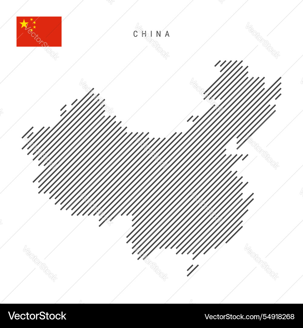 China map from pattern of black slanted parallel Vector Image
