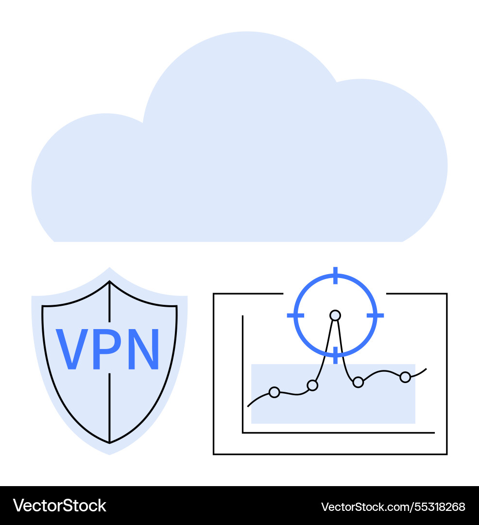 Cloud computing with vpn shield and data analytics Cloud computing with vpn shield and data analytics vector image