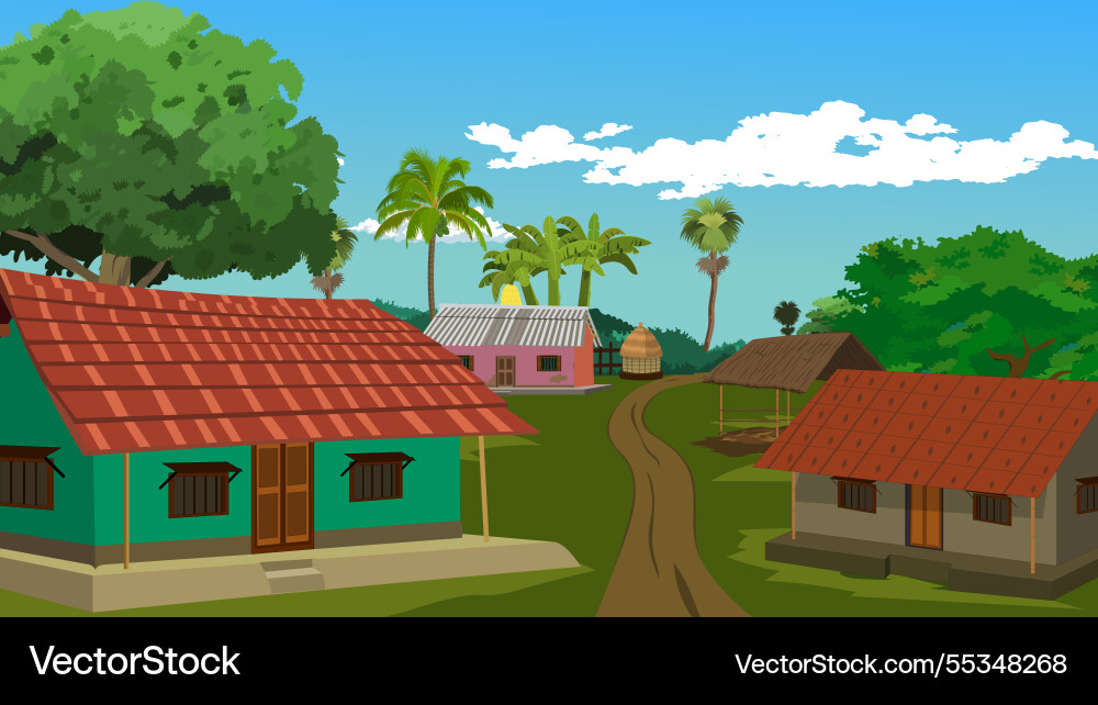Indian rural village yard background Royalty Free Vector