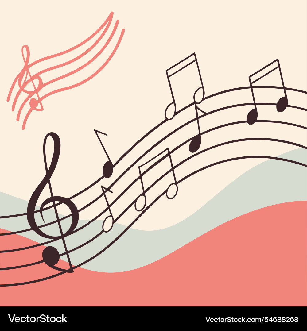 Music notes on a soft gradient background harmony vector image