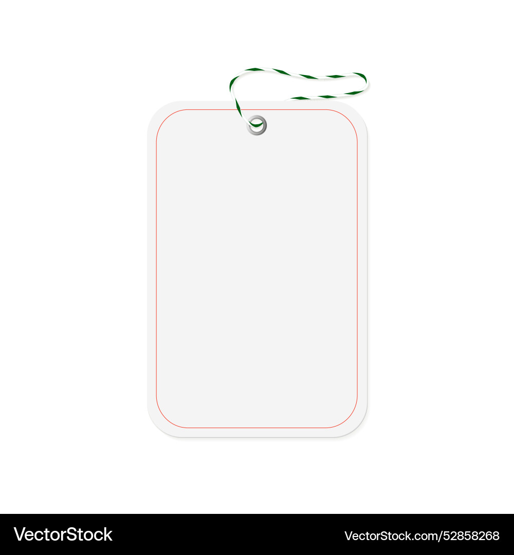 Rectangular price tag with green string Rectangular price tag with green string Vector Image