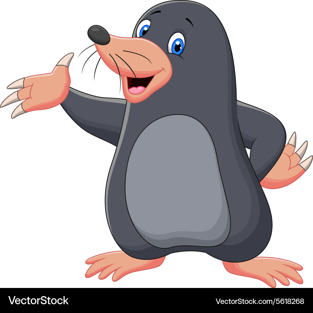 Süßes Kartoon Mole Waving vektorbild