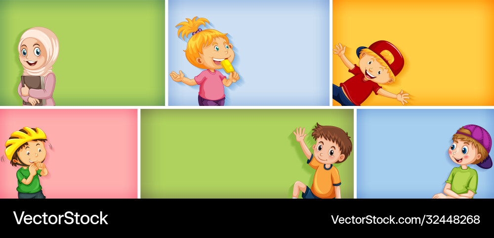 Set different kid characters vector image