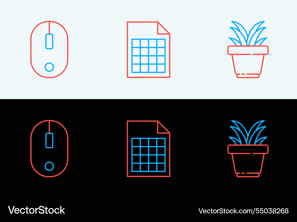 Set line plant in pot computer mouse and file Set line plant in pot computer mouse and file Vector Image
