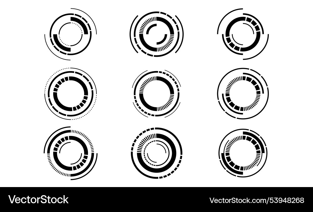 Set of sci fi black circle user interface Vector Image