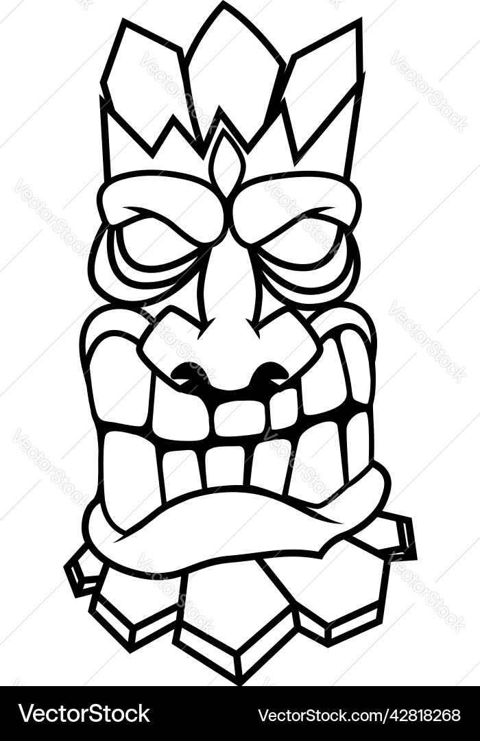 Tiki statue in monochrome style design element Vector Image