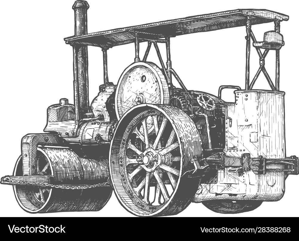 Vintage Steam Roller Vector Image