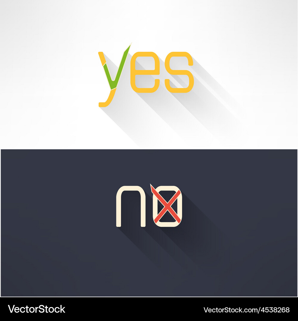Yes and no button checkmark in modern flat design Vector Image